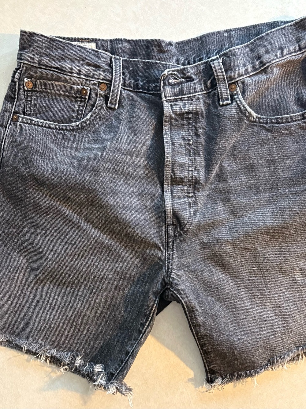 Levi’s 501 Button Men's 6” Dark Gray Denim Cutoff Shorts
